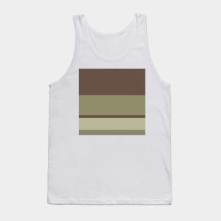 An exquisite miscellany of Purplish Brown, Grey Brown, Camouflage Green, Sage and Brown Grey stripes. Tank Top